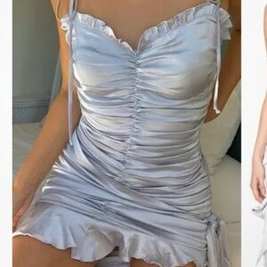 For love and lemons argent silver metallic mini dress